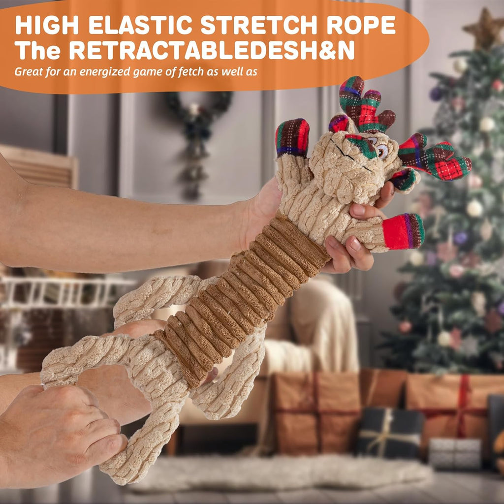 Christmas Dog Squeaky Toys for Large Dogs Tug of War Dog Plush Toys,Large Stuffed Dog Toys with Crinkled Paper,Stuffed Animals Toys for Dogs to Keep Them Busy